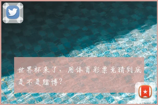 世界杯来了，用体育彩票竞猜到底是不是赌博？